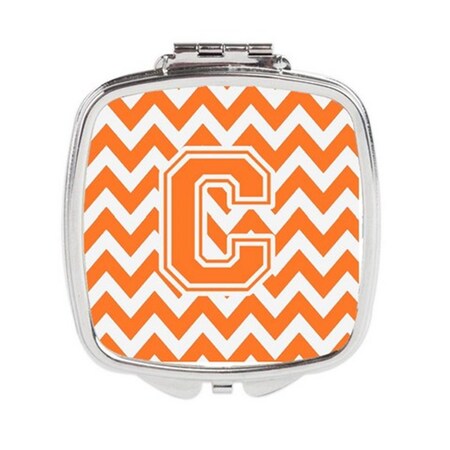 Carolines Treasures Letter C Chevron Orange and White Compact Mirror CJ1046-CSCM